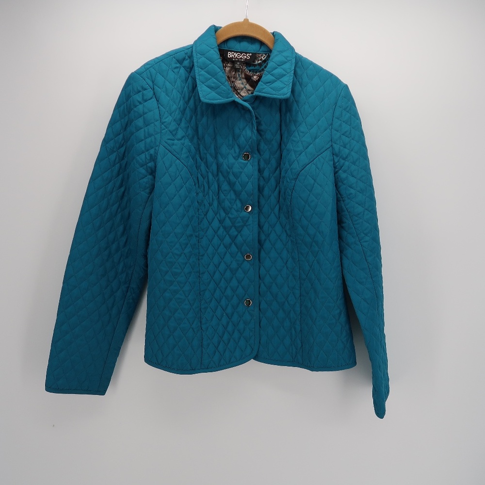 Briggs Blue Button Front Puffer Quilted Jacket
